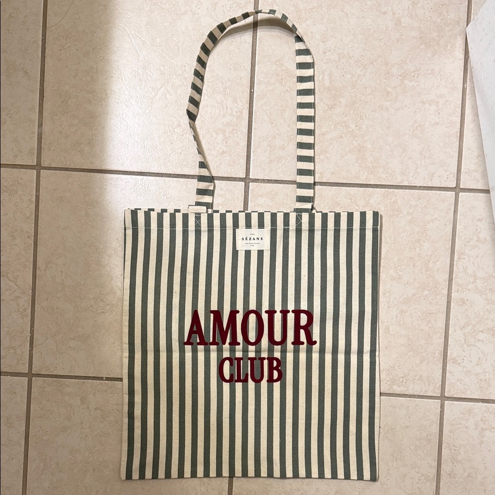Sézane Striped Tote Bag Amour Club NEW